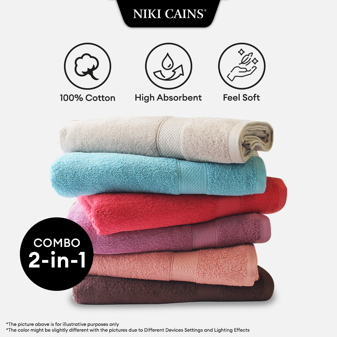 [Bundle Deal 2@RM50] Niki Cains Emery Bath Towel - 100% Cotton