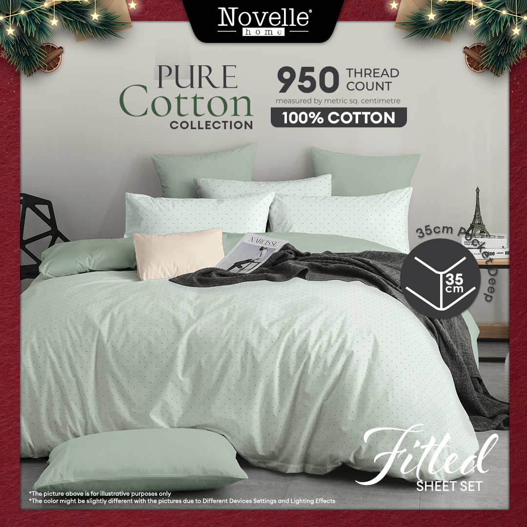 Novelle Pure Cotton Fitted Bedsheet Set - 100% Cotton (Super Single/Queen/King) B4/5/7
