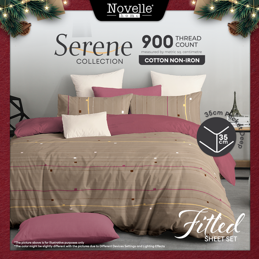 (MARKDOWN PRICE) Novelle Serene Fitted Bedsheet Set - Cotton Non-Iron (Single/Queen/King) B2/B3