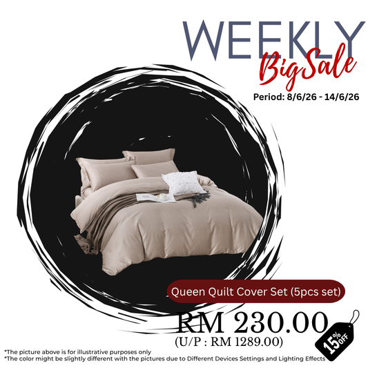 [LIMITED TIME DEAL] Jean Perry Coray Quilt Cover Set | 100% Combed Cotton Sateen 900TC (Q) RM230