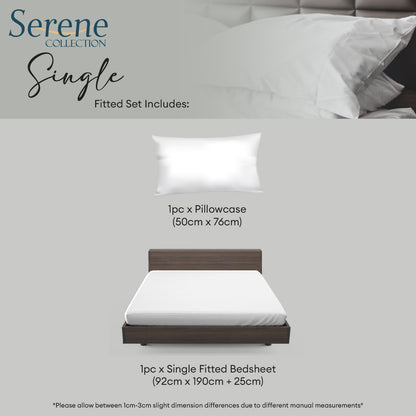 Novelle Serene Fitted Bedsheet Set - Cotton Non-Iron (Single/Queen/King) B2/B3