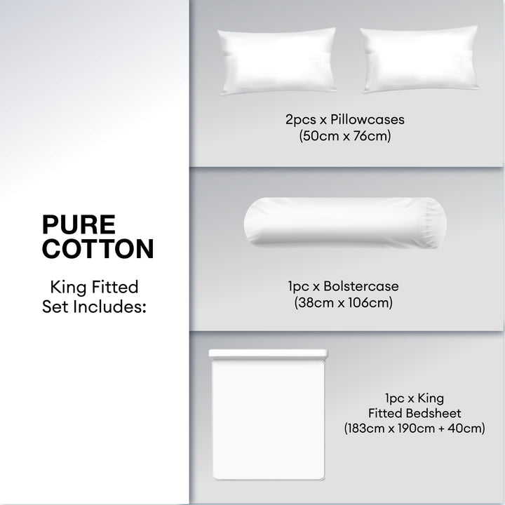 Novelle Pure Cotton Fitted Bedsheet Set - 100% cotton 850TC (40cm)
