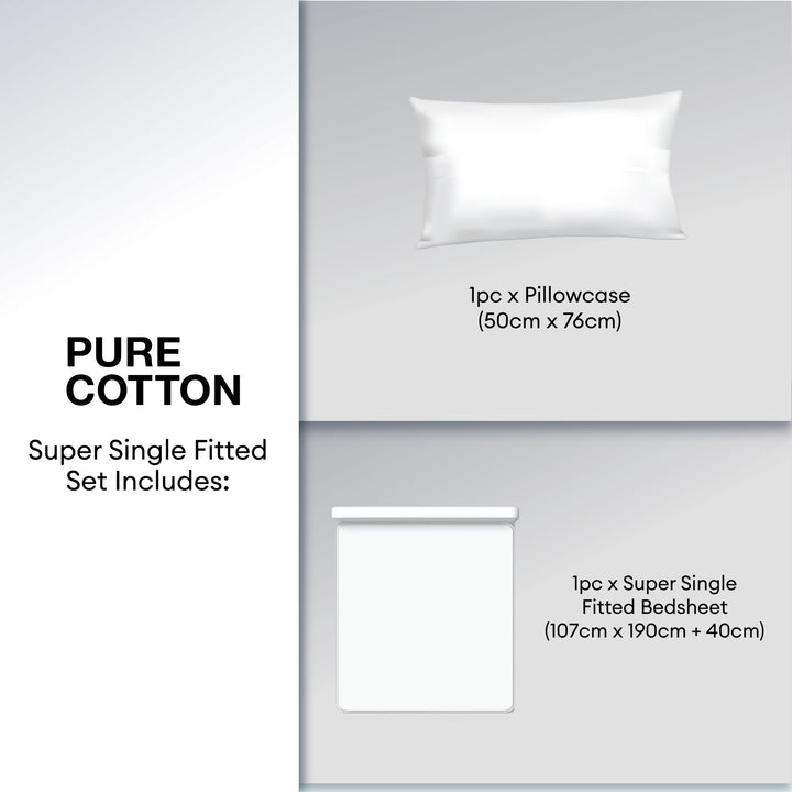Novelle Pure Cotton Fitted Bedsheet Set - 100% cotton 850TC (40cm)