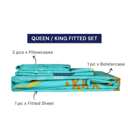 Ann Taylor Cotton Non-Iron Playful Fitted Bedsheet Set  - 900TC