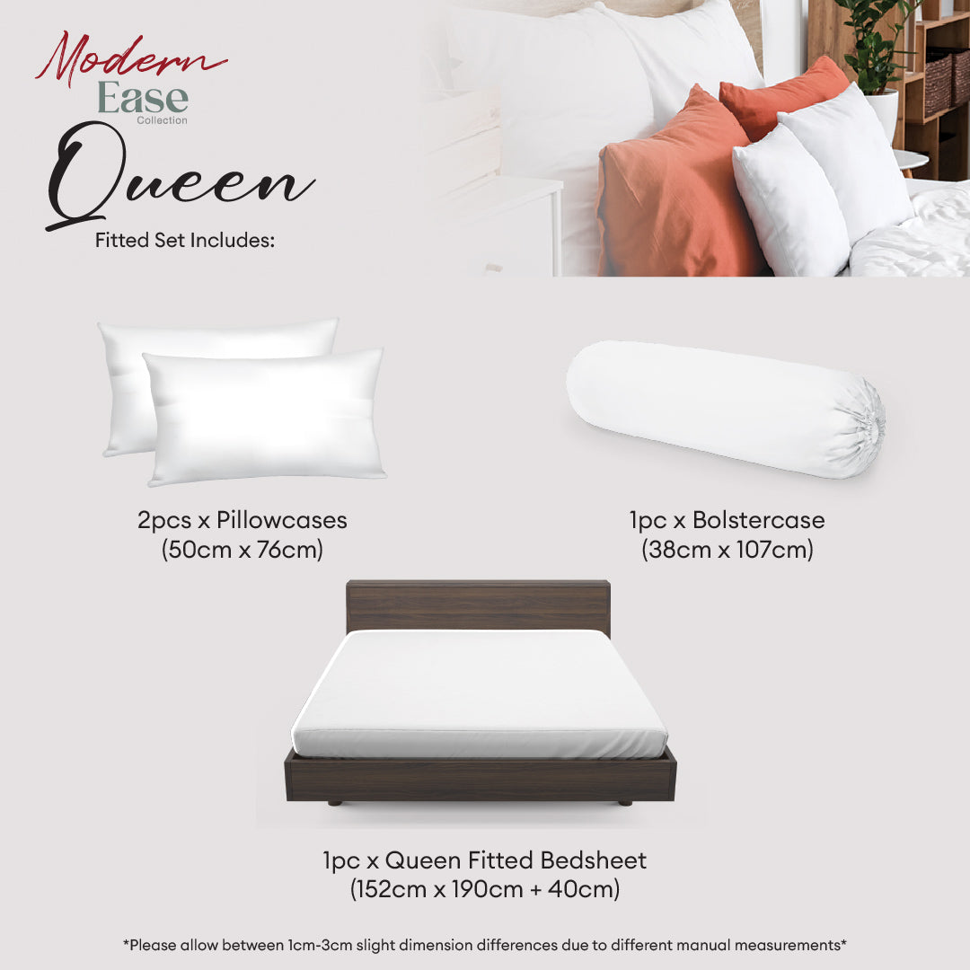 Ann Taylor Modern Ease Fitted Bedsheet Set - 100% Combed Cotton Sateen (Super Single/Queen/King) B2