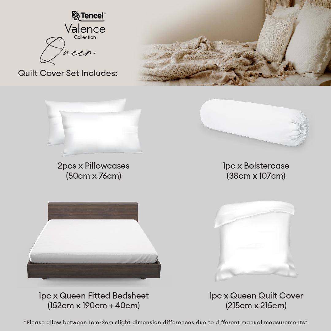 Jean Perry 100% TENCEL™  Valence Quilt Cover Set - (Queen/King) B3