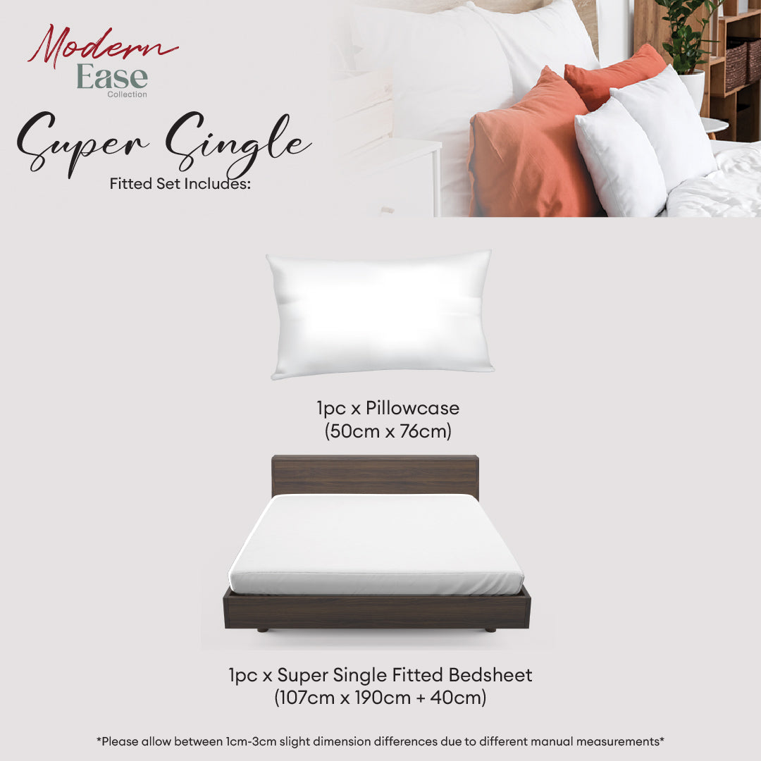 Ann Taylor Modern Ease Fitted Bedsheet Set - 100% Combed Cotton Sateen (Super Single/Queen/King) B2