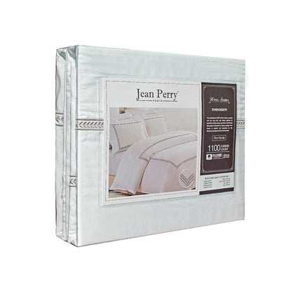 Jean Perry 100% Combed Cotton Sateen Hotel Series Embroidery Quilt Cover Set - 1100TC