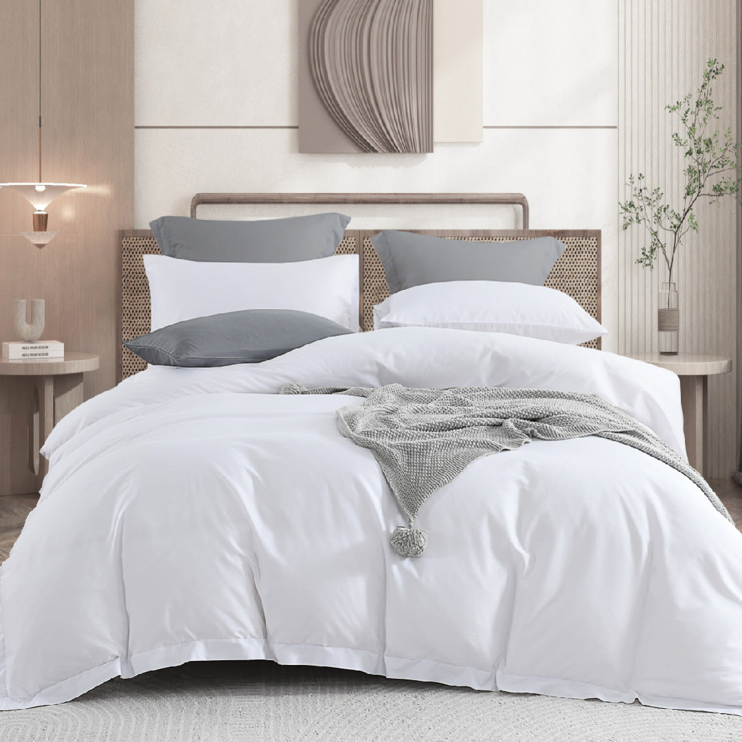 Jean Perry 100% Combed Cotton Sateen Hotel Series Luxury White Quilt Cover ONLY - 1000TC