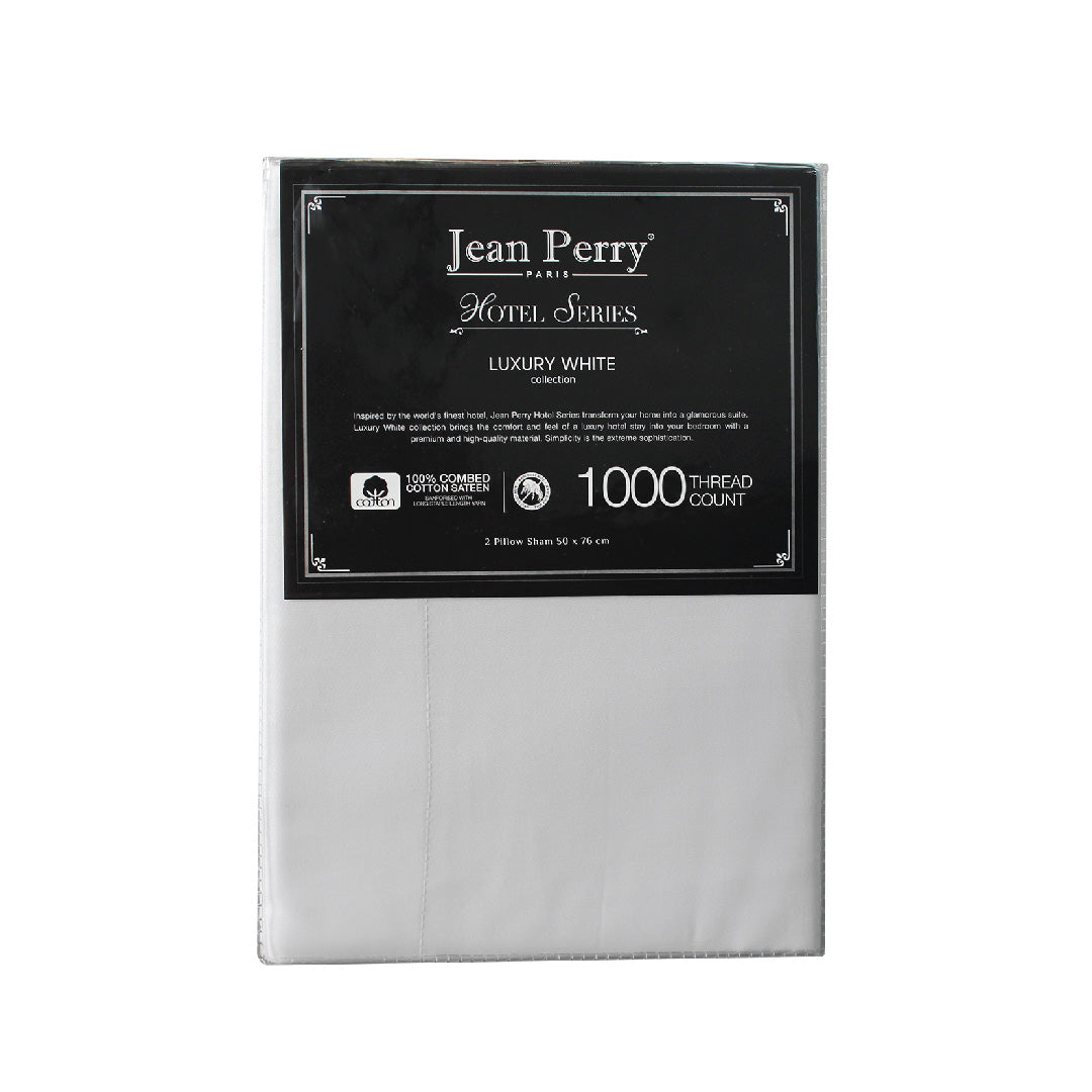 Jean Perry 100% Combed Cotton Sateen Hotel Series Luxury White 2pcs Pillow Case - 1000TC