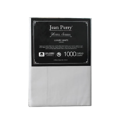 Jean Perry 100% Combed Cotton Sateen Hotel Series Luxury White 2pcs Pillow Case - 1000TC