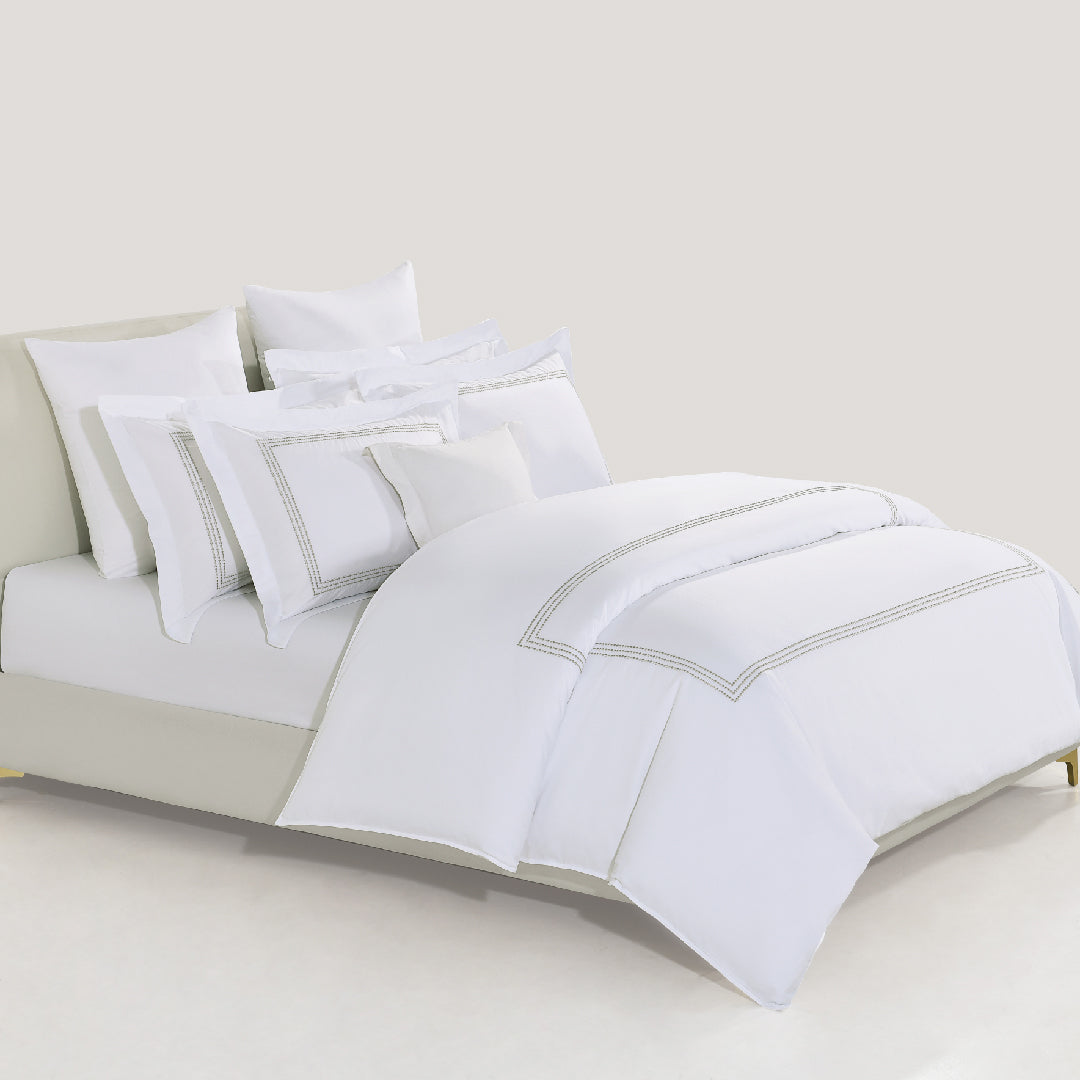 Jean Perry 100% Combed Cotton Sateen Hotel Series Embroidery Quilt Cover Set - 1100TC [B2]